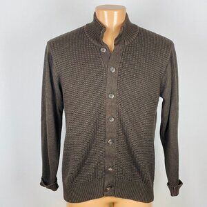 Vtg 90s Oscar De La Renta Cardigan Sz M Olive Brown Waffle Knit Preppy Old Money